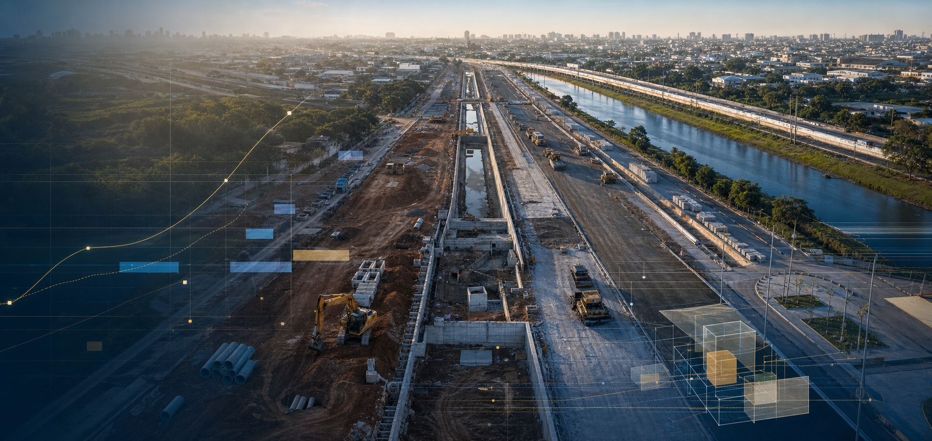 Obra de infraestrutura urbana associada a custos e planejamento